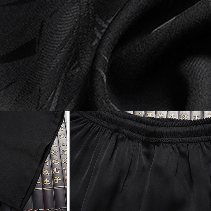 Buddha Stones Traje Tang de bambú con flor de melocotón para hombre, uniforme tradicional Hanfu, camiseta de manga corta, pantalones y conjunto de ropa - image 17