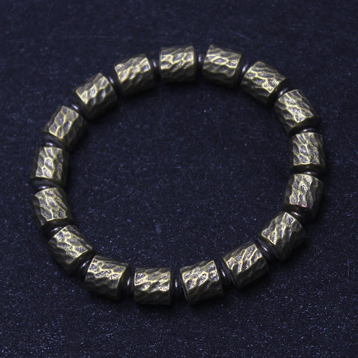 Pulsera de la suerte con diseño de cráter de meteorito de cobre y Buddha Stones