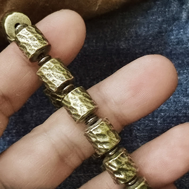 Pulsera de la suerte con diseño de cráter de meteorito de cobre y Buddha Stones