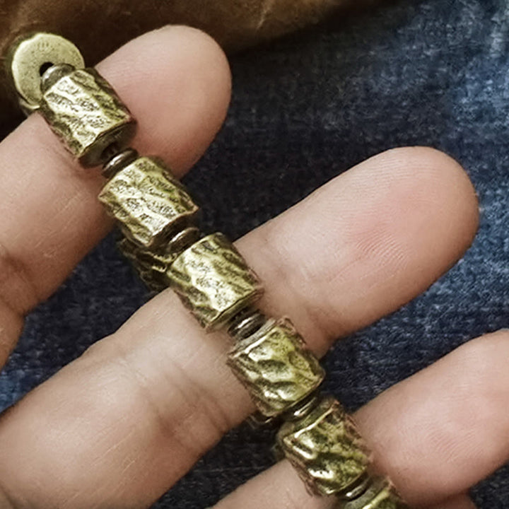 Pulsera de la suerte con diseño de cráter de meteorito de cobre y Buddha Stones