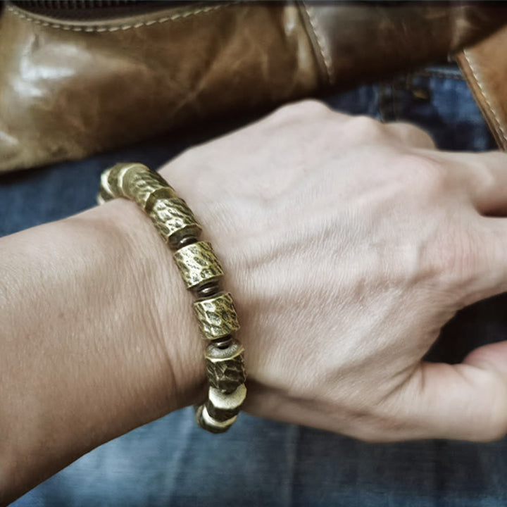 Pulsera de la suerte con diseño de cráter de meteorito de cobre y Buddha Stones