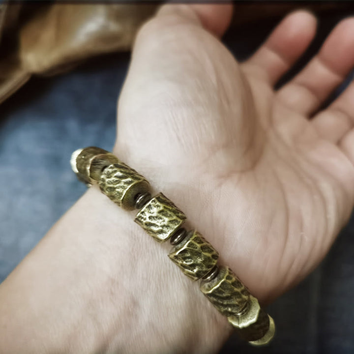 Pulsera de la suerte con diseño de cráter de meteorito de cobre y Buddha Stones