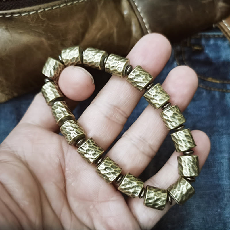 Pulsera de la suerte con diseño de cráter de meteorito de cobre y Buddha Stones