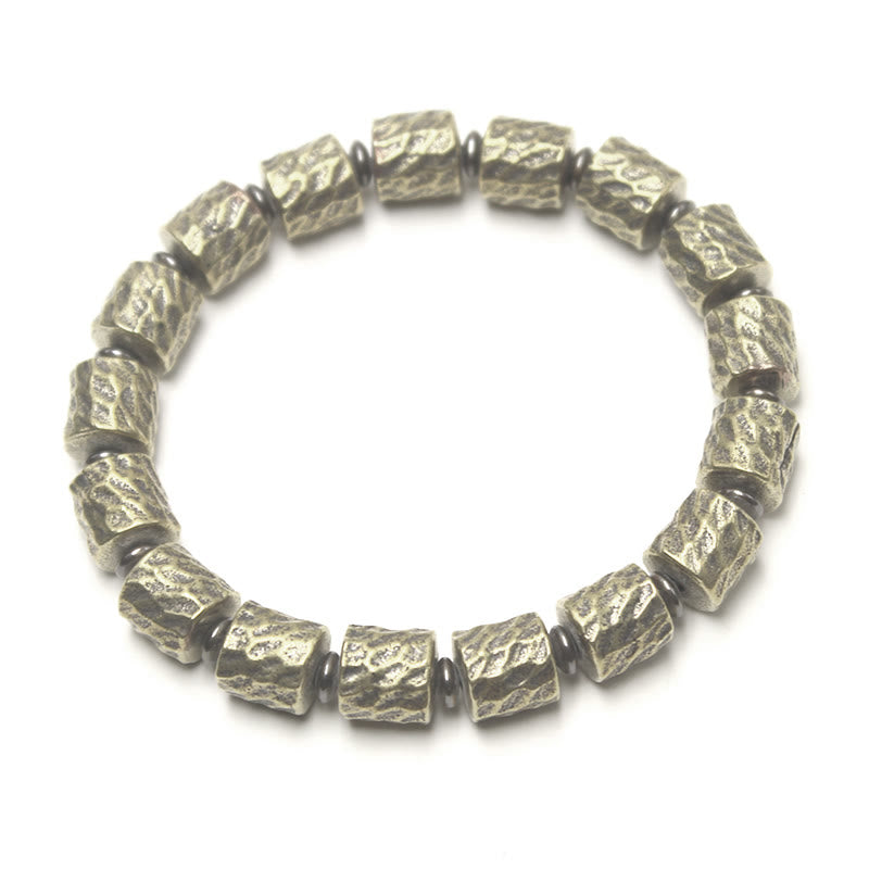 Pulsera de la suerte con diseño de cráter de meteorito de cobre y Buddha Stones