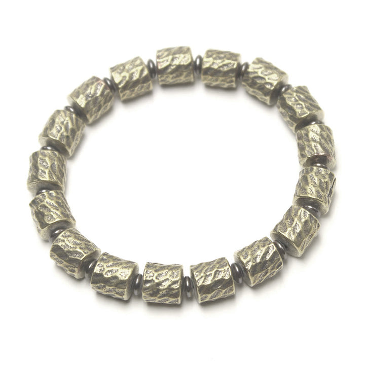Pulsera de la suerte con diseño de cráter de meteorito de cobre y Buddha Stones