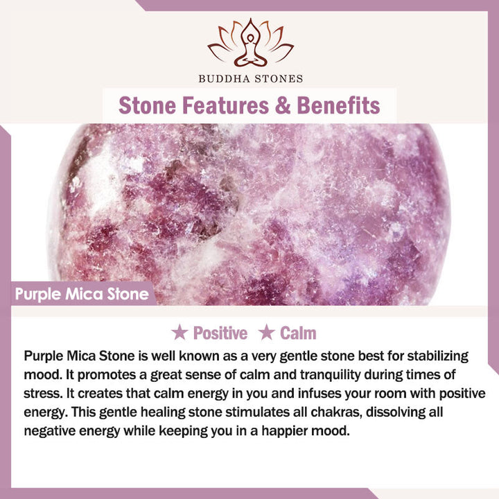 Pulsera positiva con piedra de mica morada y Buddha Stones