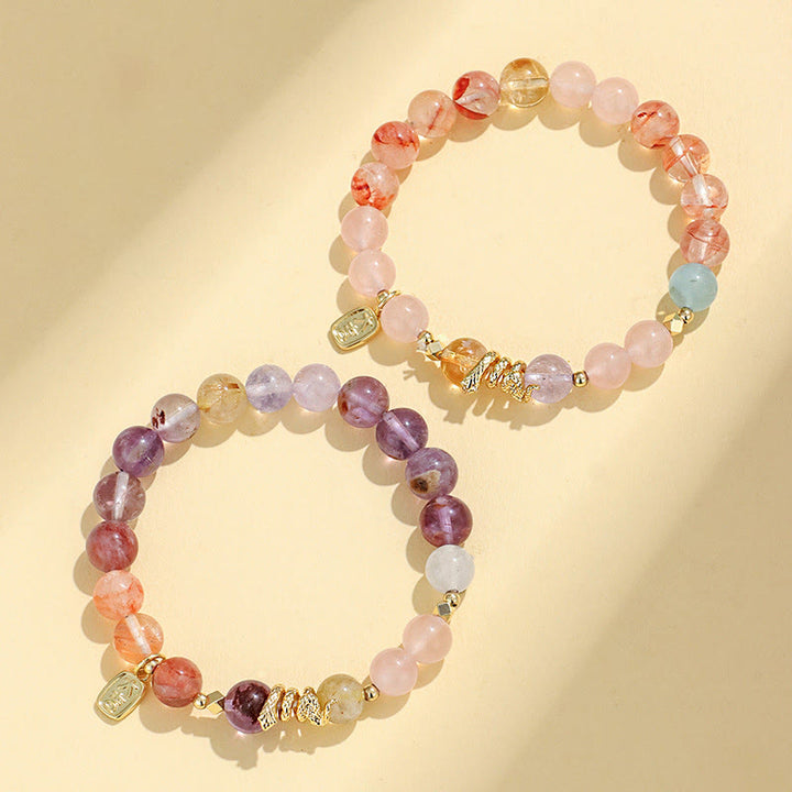Pulsera de la suerte del año de la serpiente con Buddha Stones, varios cristales, cristal rosa y amatista - image 4