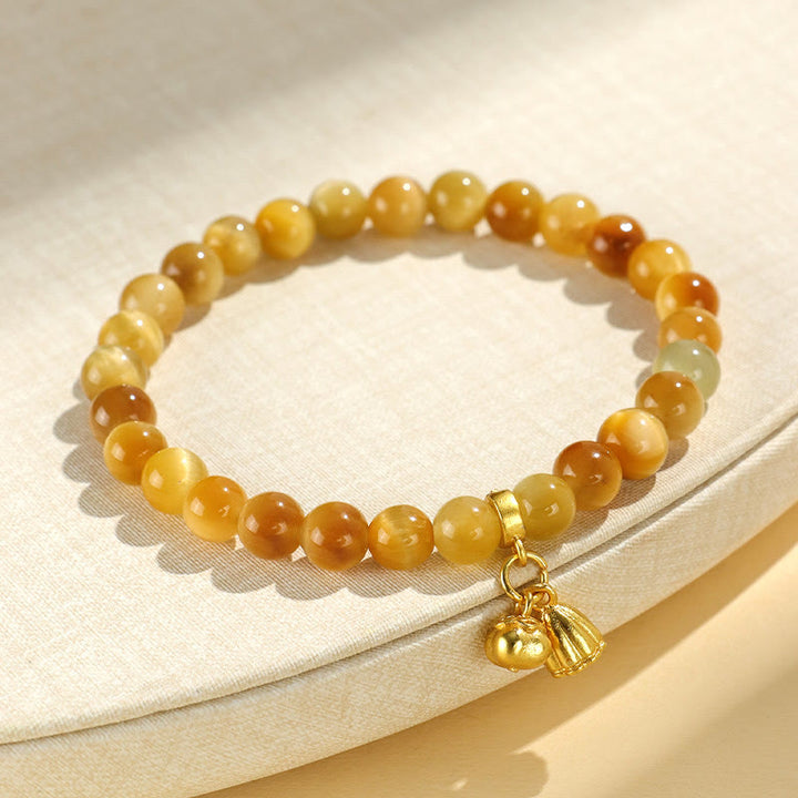 Pulsera de protección con Buddha Stones, ojo de tigre, carácter Fu, bambú, pez Koi, loto, Om Mani Padme Hum