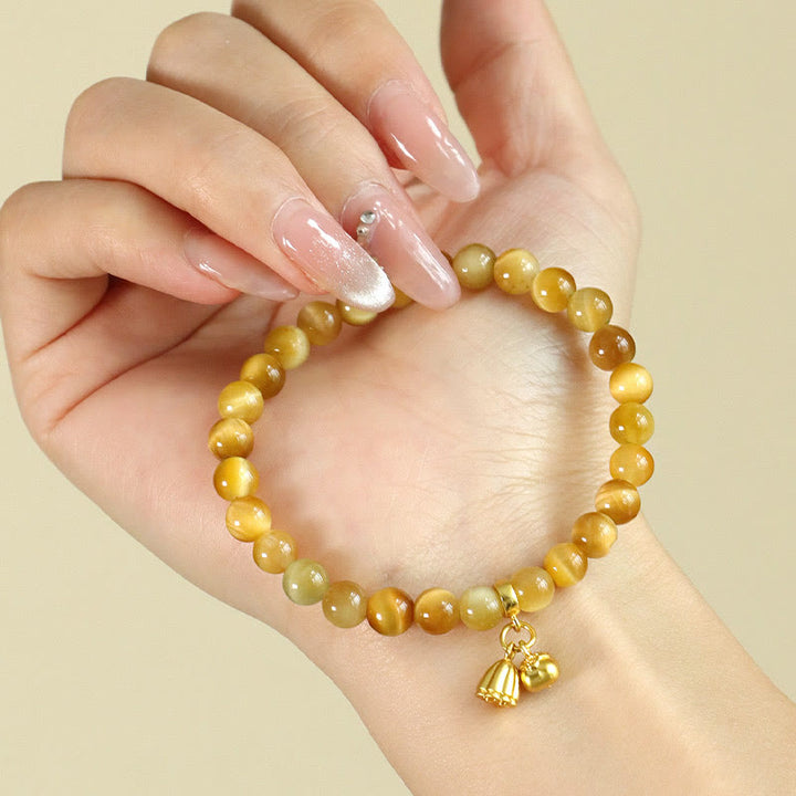 Pulsera de protección con Buddha Stones, ojo de tigre, carácter Fu, bambú, pez Koi, loto, Om Mani Padme Hum