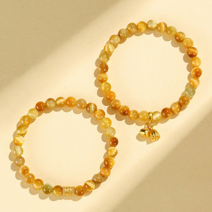 Pulsera de protección con Buddha Stones, ojo de tigre, carácter Fu, bambú, pez Koi, loto, Om Mani Padme Hum