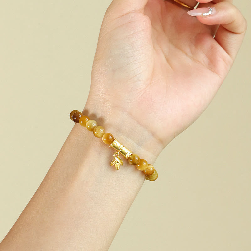 Pulsera de protección con Buddha Stones, ojo de tigre, carácter Fu, bambú, pez Koi, loto, Om Mani Padme Hum