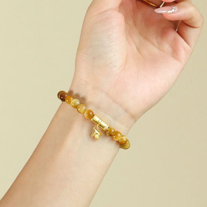 Pulsera de protección con Buddha Stones, ojo de tigre, carácter Fu, bambú, pez Koi, loto, Om Mani Padme Hum