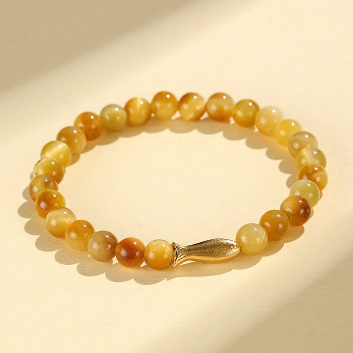 Pulsera de protección con Buddha Stones, ojo de tigre, carácter Fu, bambú, pez Koi, loto, Om Mani Padme Hum
