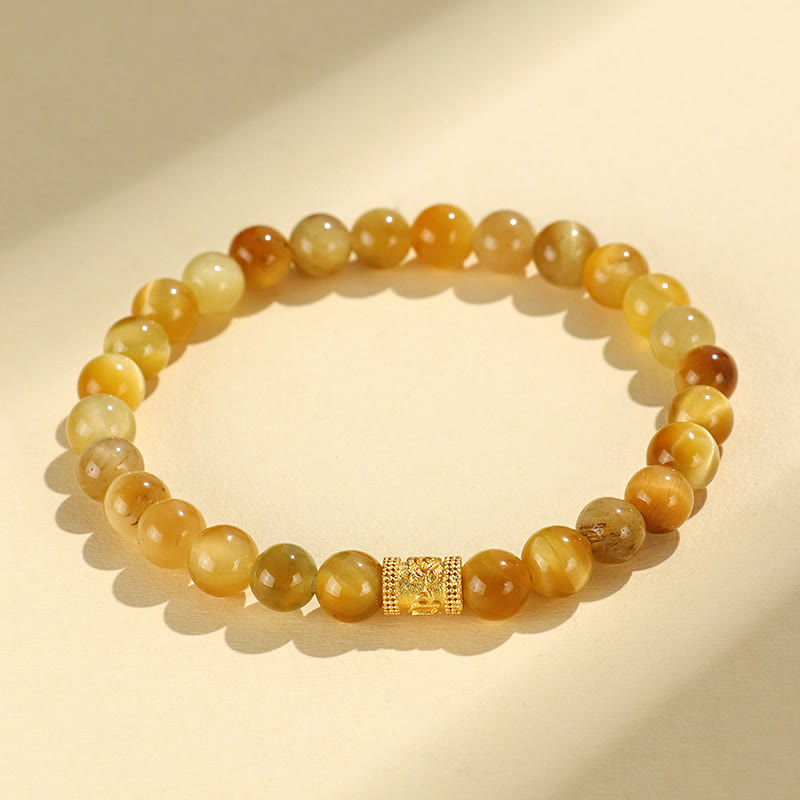 Pulsera de protección con Buddha Stones, ojo de tigre, carácter Fu, bambú, pez Koi, loto, Om Mani Padme Hum