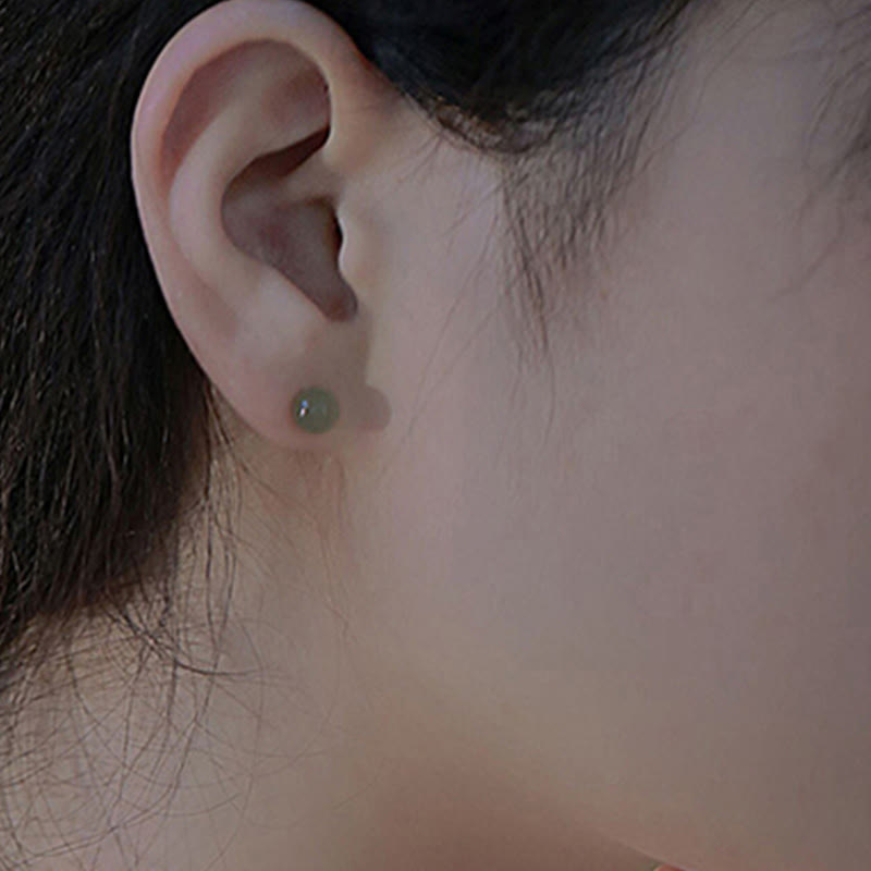 Pendientes de tuerca de la suerte con cuentas de jade redondo de Buddha Stones - image 16