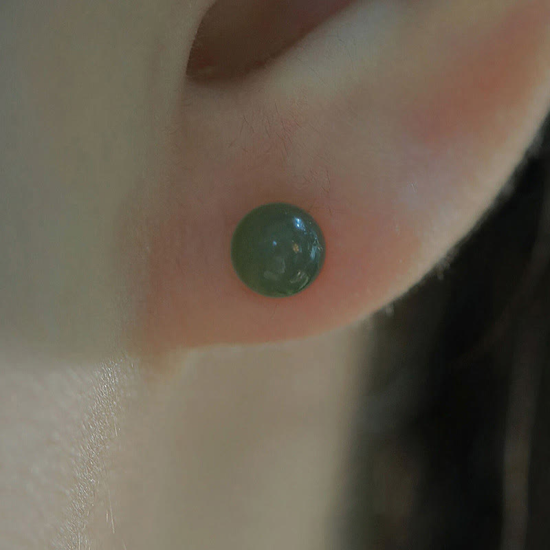 Pendientes de tuerca de la suerte con cuentas de jade redondo de Buddha Stones - image 17