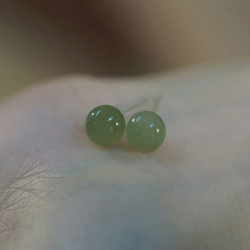 Pendientes de tuerca de la suerte con cuentas de jade redondo de Buddha Stones - image 12