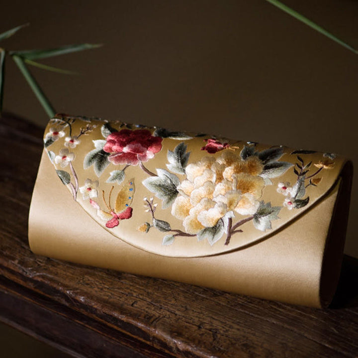 Bolso de mano con diseño de tulipán y peonía con Buddha Stones y bordado para bodas