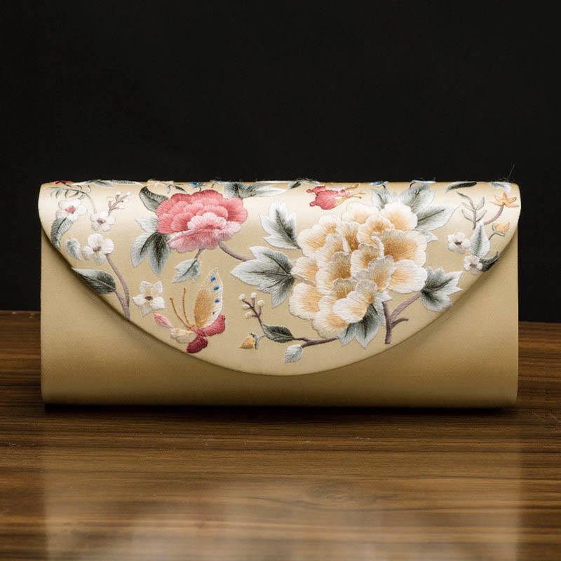 Bolso de mano con diseño de tulipán y peonía con Buddha Stones y bordado para bodas