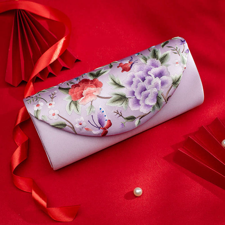 Bolso de mano con diseño de tulipán y peonía con Buddha Stones y bordado para bodas