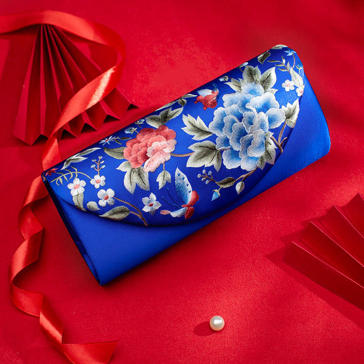 Bolso de mano con diseño de tulipán y peonía con Buddha Stones y bordado para bodas