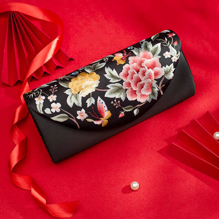 Bolso de mano con diseño de tulipán y peonía con Buddha Stones y bordado para bodas