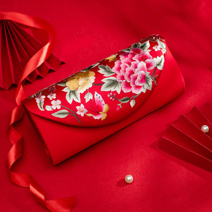 Bolso de mano con diseño de tulipán y peonía con Buddha Stones y bordado para bodas