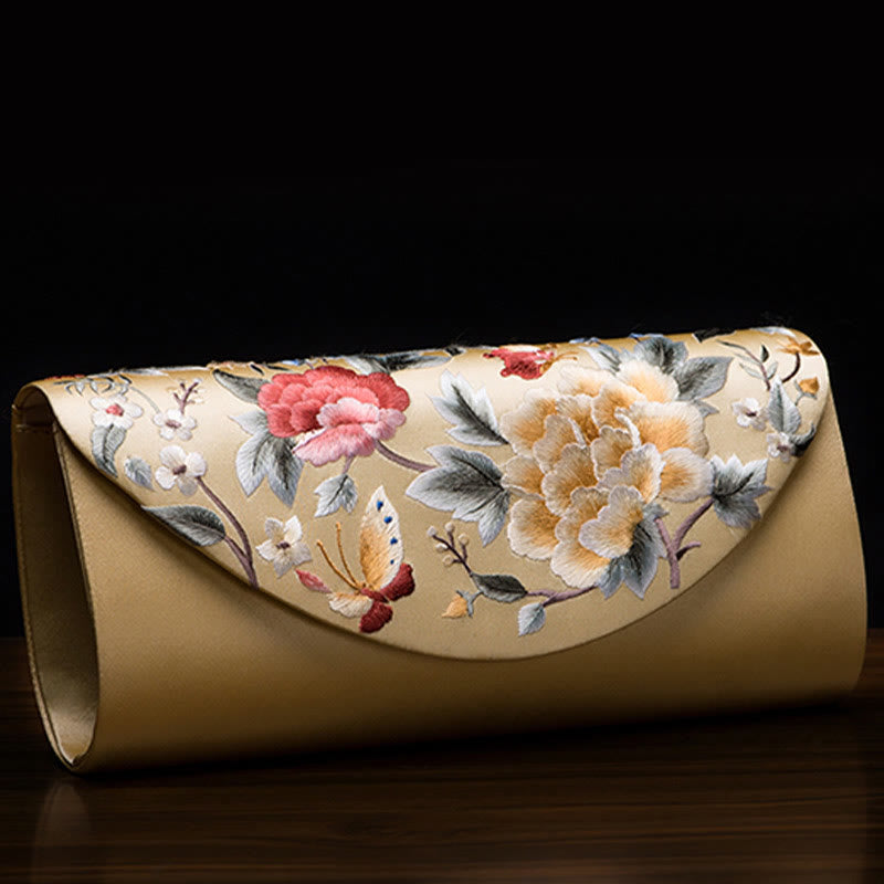 Bolso de mano con diseño de tulipán y peonía con Buddha Stones y bordado para bodas