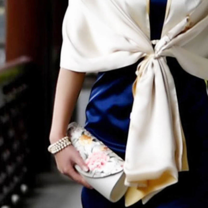 Bolso de mano con diseño de tulipán y peonía con Buddha Stones y bordado para bodas