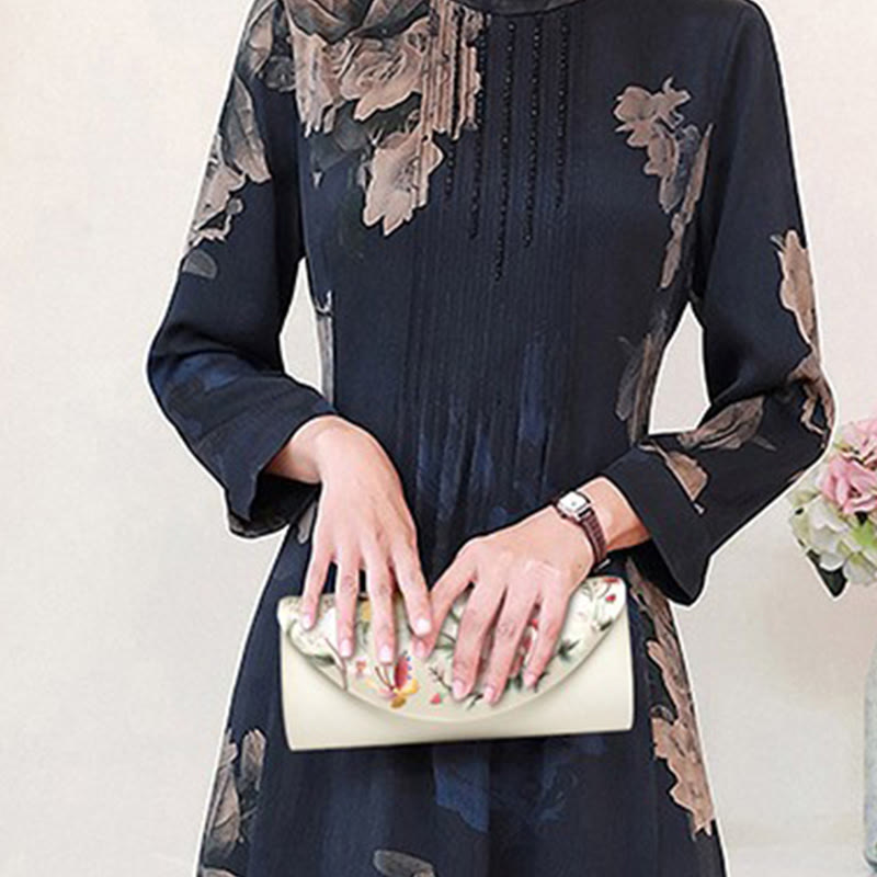 Bolso de mano con diseño de tulipán y peonía con Buddha Stones y bordado para bodas