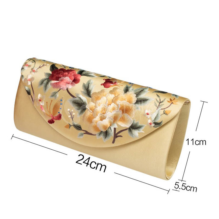 Bolso de mano con diseño de tulipán y peonía con Buddha Stones y bordado para bodas