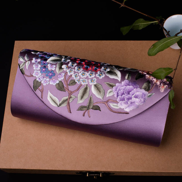 Cartera de mano con bordado de hortensias y Buddha Stones, bolso de mano, bolso cruzado