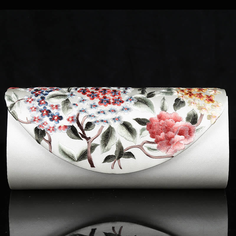 Cartera de mano con bordado de hortensias y Buddha Stones, bolso de mano, bolso cruzado