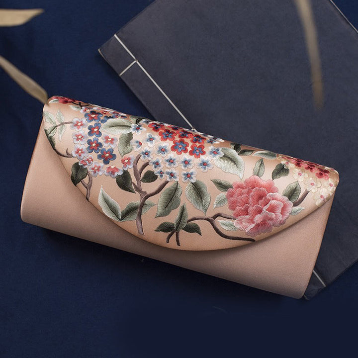 Cartera de mano con bordado de hortensias y Buddha Stones, bolso de mano, bolso cruzado