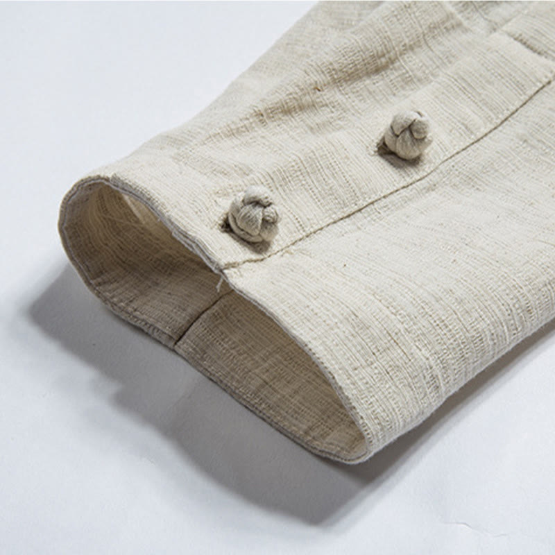 Chaqueta de lino y algodón para hombre con diseño de Hanfu chino con Buddha Stones - image 10