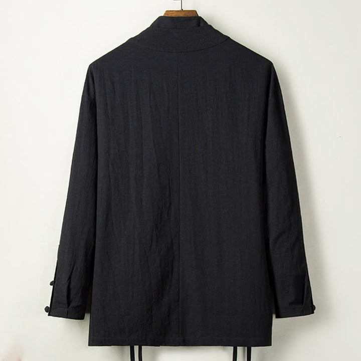 Chaqueta de lino y algodón para hombre con diseño de Hanfu chino con Buddha Stones - image 6