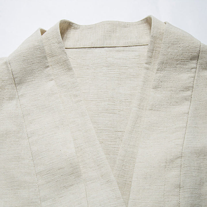 Chaqueta de lino y algodón para hombre con diseño de Hanfu chino con Buddha Stones - image 9