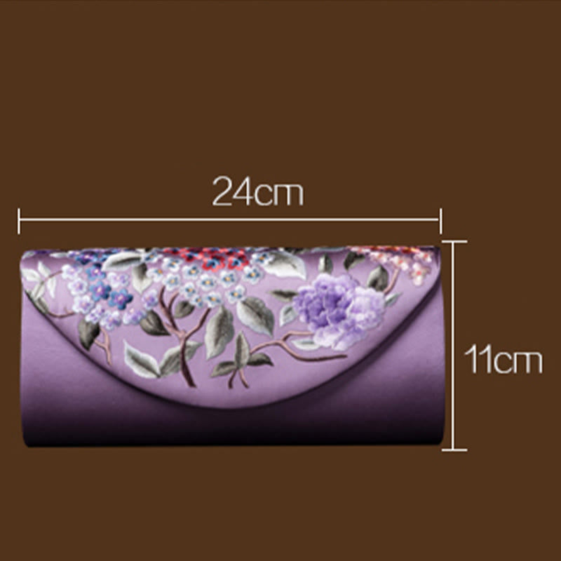 Cartera de mano con bordado de hortensias y Buddha Stones, bolso de mano, bolso cruzado