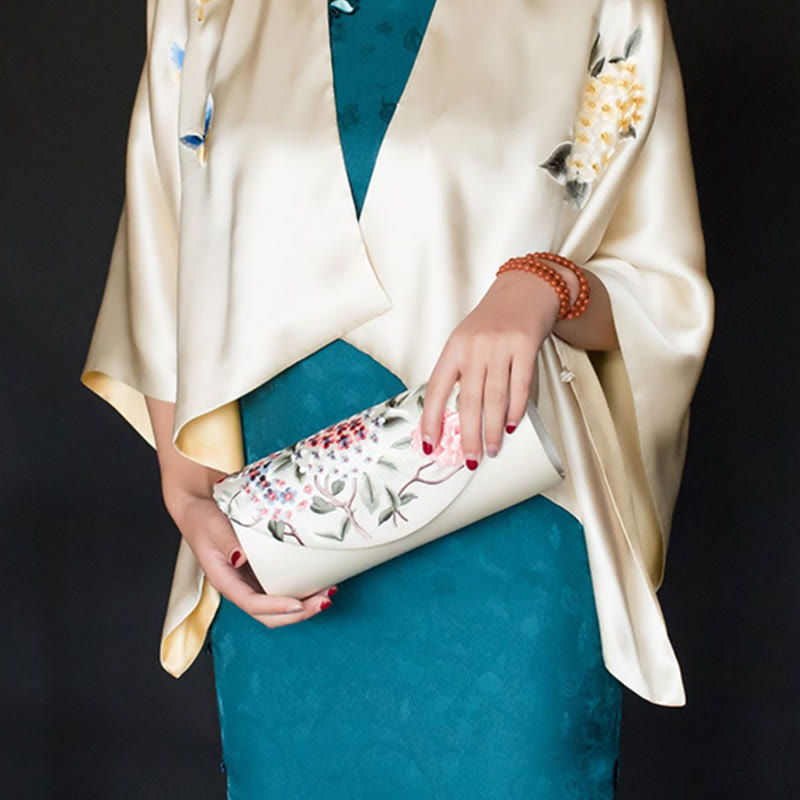 Cartera de mano con bordado de hortensias y Buddha Stones, bolso de mano, bolso cruzado