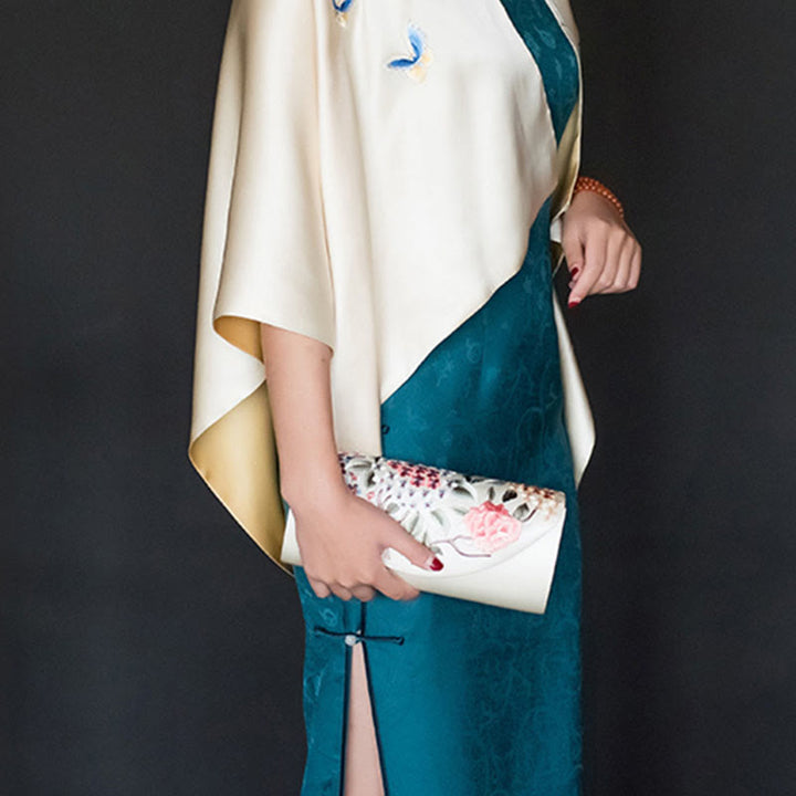 Cartera de mano con bordado de hortensias y Buddha Stones, bolso de mano, bolso cruzado