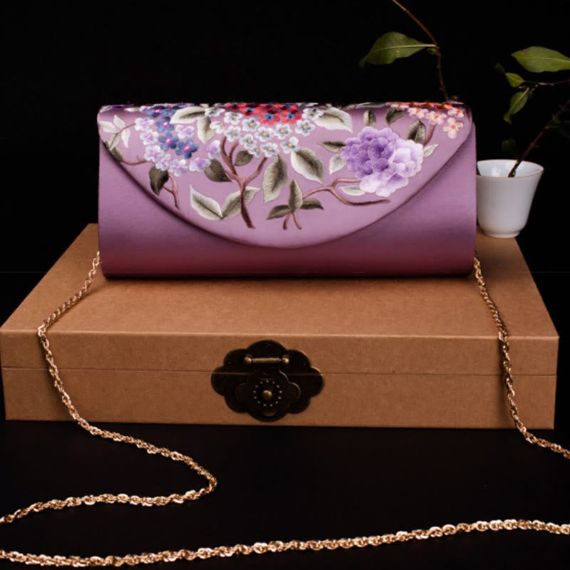 Cartera de mano con bordado de hortensias y Buddha Stones, bolso de mano, bolso cruzado