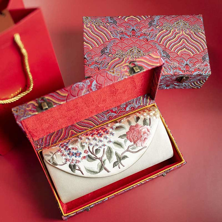 Cartera de mano con bordado de hortensias y Buddha Stones, bolso de mano, bolso cruzado