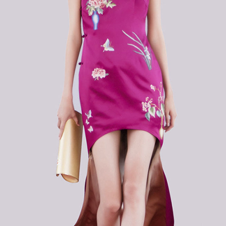 Bolso de mano con bordado de magnolia y Buddha Stones para bodas