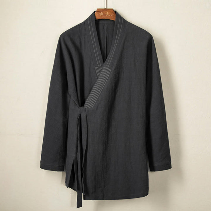 Chaqueta de lino y algodón con cordones para hombre, sencilla , con Buddha Stones , para otoño, ropa zen - image 6