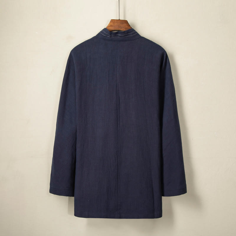 Chaqueta de lino y algodón con cordones para hombre, sencilla , con Buddha Stones , para otoño, ropa zen - image 3