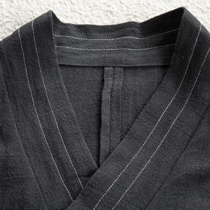 Chaqueta de lino y algodón con cordones para hombre, sencilla , con Buddha Stones , para otoño, ropa zen - image 8