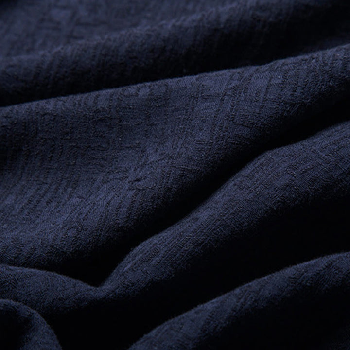 Camisa de manga larga con botones de algodón y lino con estampado de Buddha Stones para hombre - image 13