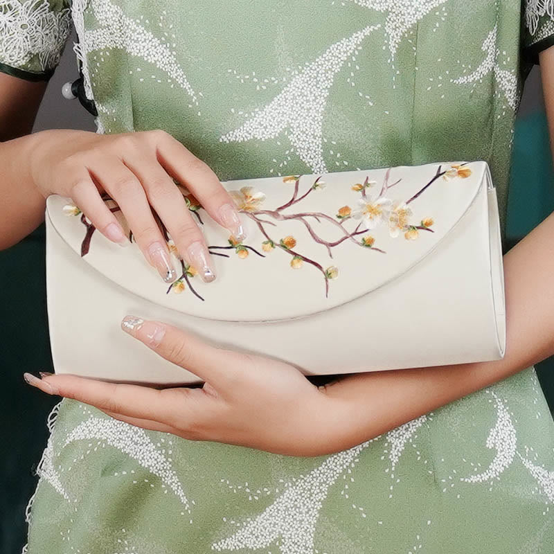 Bolso de mano con diseño de Buddha Stones y tulipán bordado en forma de flor para bodas