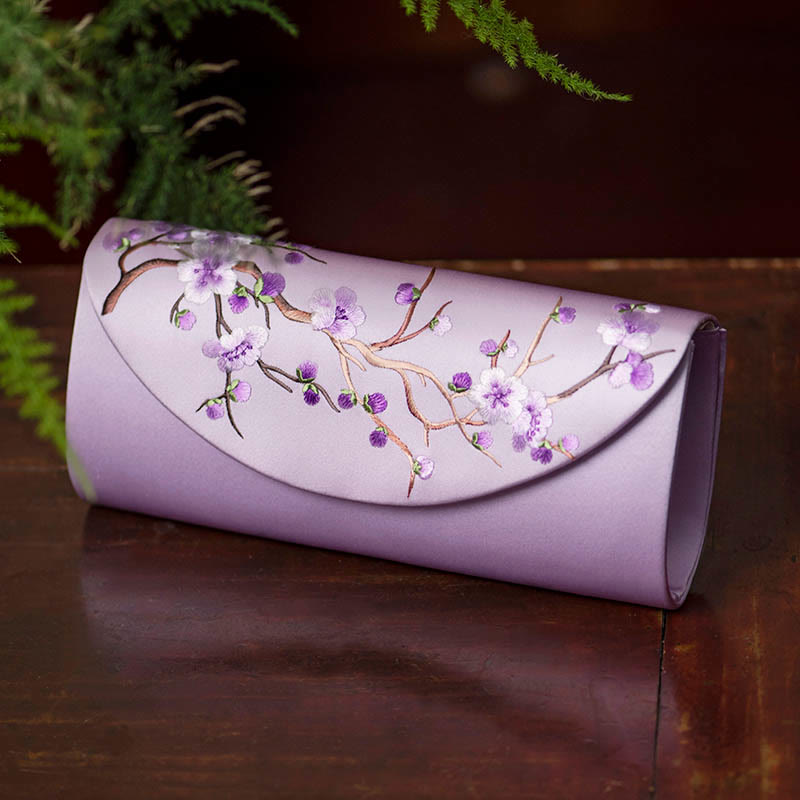 Bolso de mano con diseño de Buddha Stones y tulipán bordado en forma de flor para bodas