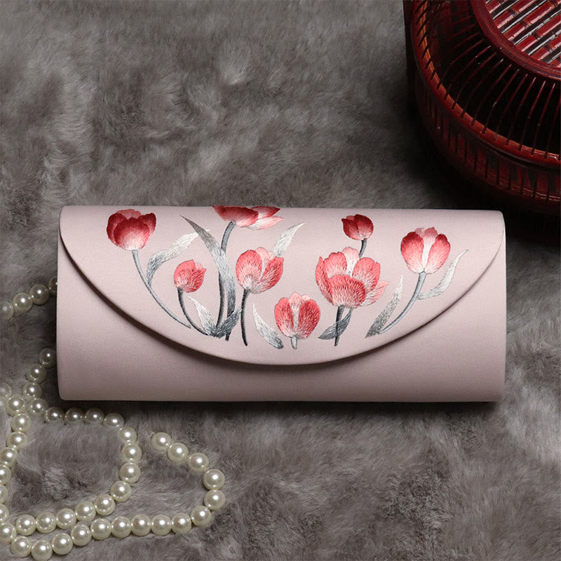 Bolso de mano con diseño de Buddha Stones y tulipán bordado en forma de flor para bodas